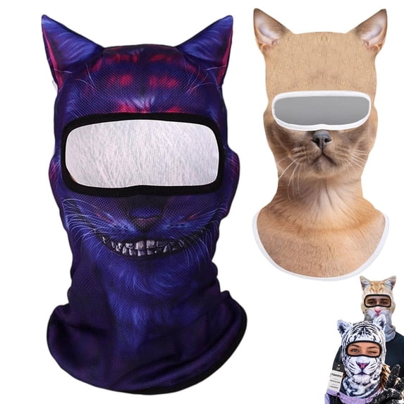 Animal Ski Masks Funny Winter 3D Print Cat Feral Face Balaclava with ...