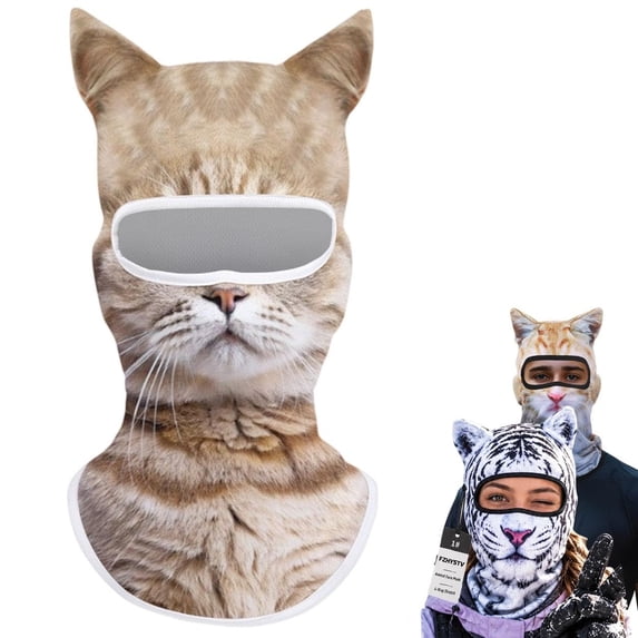 Animal Ski Masks Funny Winter 3D Print Cat Feral Face Balaclava with ...