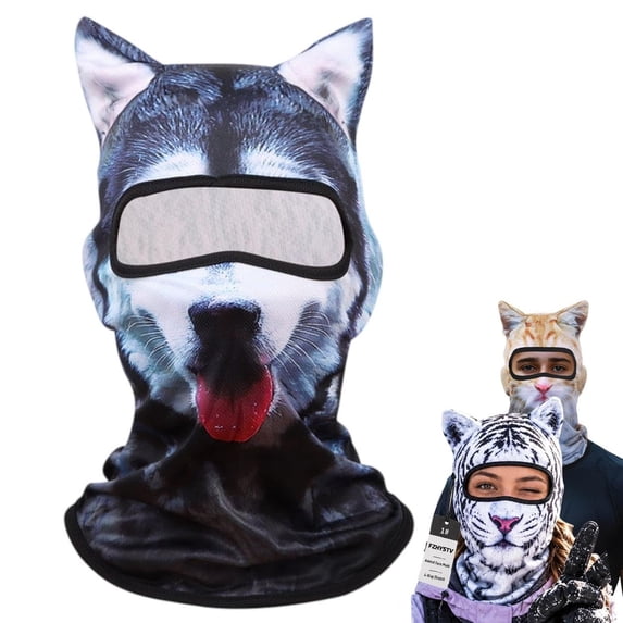 Animal Ski Masks Funny Winter 3D Print Cat Feral Face Balaclava with ...