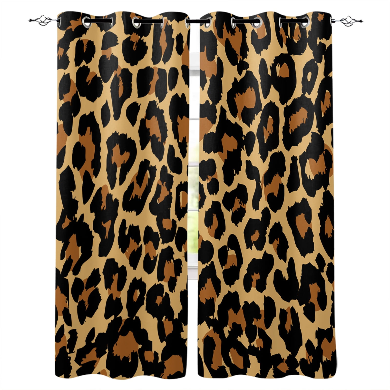 Animal Skin Texture Leopard Print Window Curtains for Living Room ...