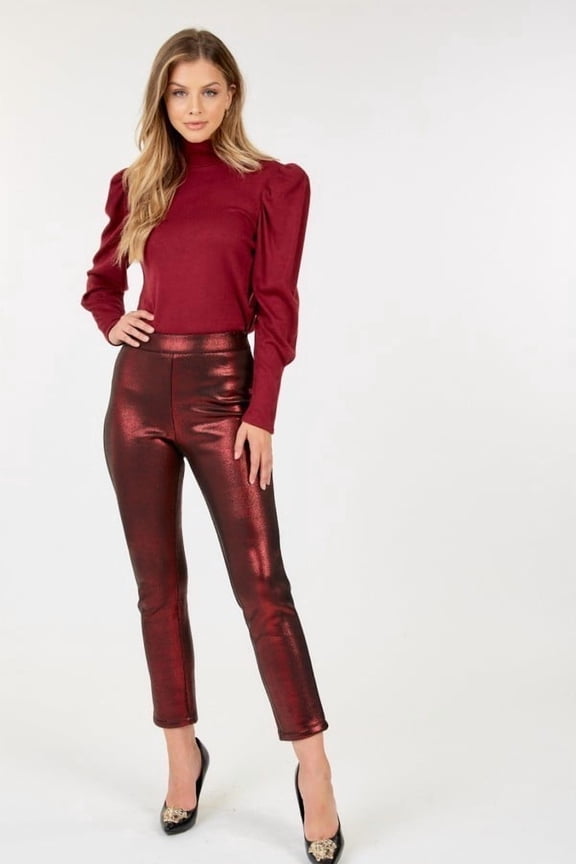 Animal Skin Vinyl Ankle Pants Red L