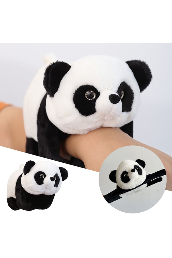 Animal Slap Bracelet Stuffed Panda Jungle Themed Toy Snap Bracelets Party for Kids Boys Girls Dolls & Accessories, 7.09 inch, Black-B