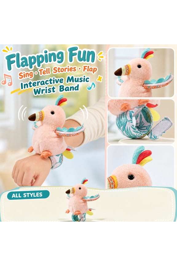 Animal Slap Bracelets Flamingo Stuffed Animal Sensory Toys for Toddlers and Kids, Great Birthday Gift for Little Ones, Soft Plush Student Toys for Play and Sensory Development,