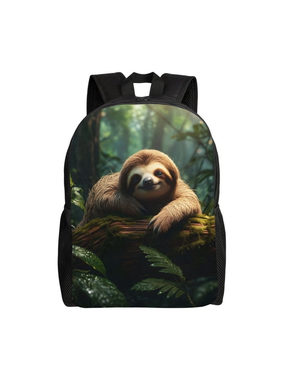 Animal Sloth Backpack Full Front Print Travel Laptop Bag for Men and Women