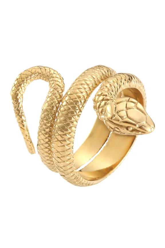 Animal Snake Cobra Series 14K Yellow Gold Men Rings Punk Trendy for Women Fashion Jewelry Halloween Creativity Gift