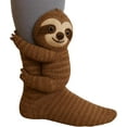 thumbnail image 1 of Animal Socks, 3D Knit Animal Sloth Socks for Women, Cute Plush Animals Hug Sock, Long Stocking Sock for Christmas Gifts (Sloth - Brown, 2 Pair), 1 of 9