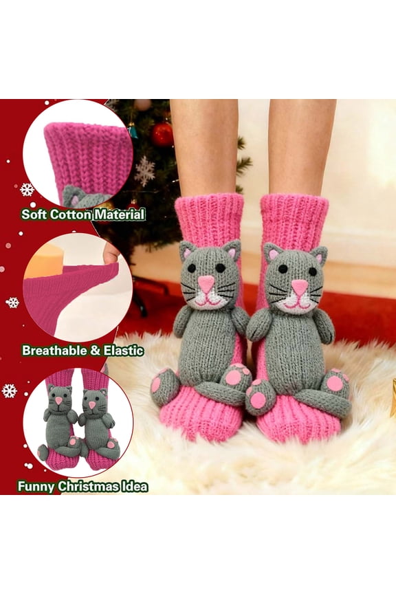 Animal Socks, 3D Knit Animal Sloth Socks for women, Cute Plush Animals Hug Sock, Long Stocking Sock for Christmas Gifts