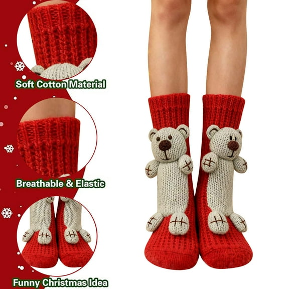Animal Socks, 3D Knit Animal Sloth Socks for women, Cute Plush Animals Hug Sock, Long Stocking Sock for Christmas Gifts
