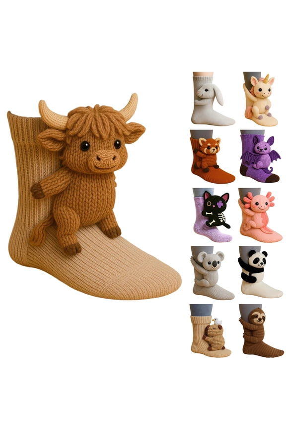 Animal Socks,3D Knit Animal Socks Cute Plush Animals Hug Sock for Women, Long Stocking Sock for Christmas Gifts, Cozy Fall & Winter