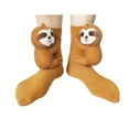 thumbnail image 1 of Animal Socks, 3D Knit Sloth Socks for Women, Cute Plush Animals Fuzzy Hugging Design Sock, Warm Cozy Christmas Gifts (Sloth - Yellow, 3 Pair), 1 of 6