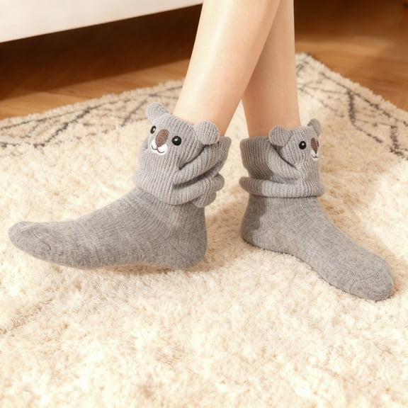 Animal Socks, Sloth Socks 3D Knit Animal Sock for Women, Double-Layer Cotton Funny Christmas Hugging Sock, Winter Socks (Koala #669)