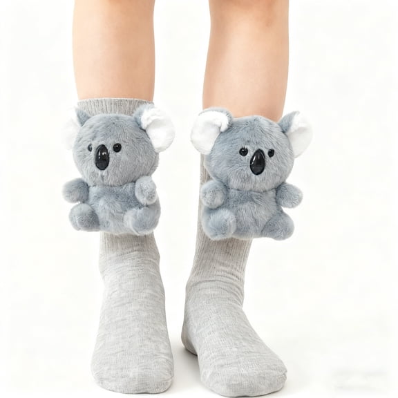 Animal Socks, Sloth Socks 3D Knit Animal Sock for Women, Double-Layer Cotton Funny Christmas Hugging Sock, Winter Socks (Koala #678)