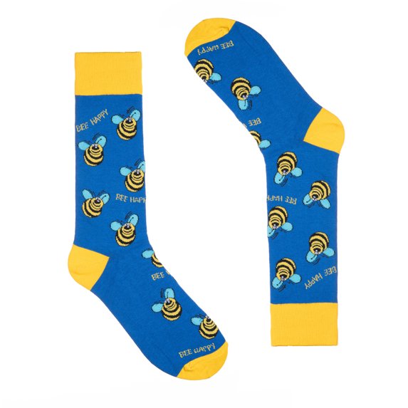 Animal Socks for Men - Fun Colorful Dress Socks - Premium Cotton - Size 8-13 (One Pair) (Bee)