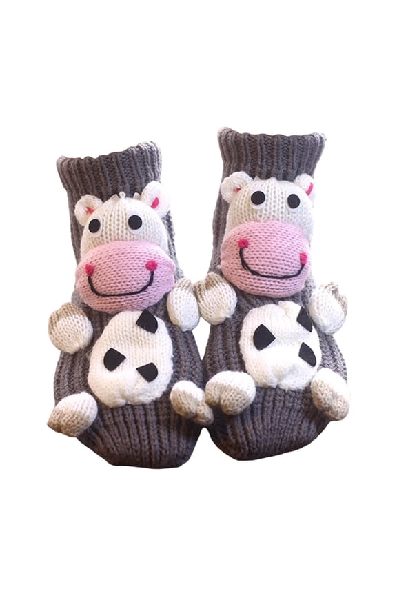 Animal Socks for Women Funny Animal Hug Sock Hand Crocheted Warm Christmas Socks Long Stocking Stuffers Sock (Highland Cow, 2 Pair)