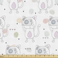 thumbnail image 1 of Animal Sofa Upholstery Fabric by the Yard, Funny Cats Taking Pictures with Camera Photographer Kittens Cartoon Drawing, Decorative Fabric for DIY and Home Accents, Pale Pink White by Ambesonne, 1 of 5