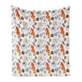thumbnail image 1 of Animal Soft Flannel Fleece Blanket, Bunch of Deep Sea Elements with Screw Shell Crabs Urchin Oyster Coral Ammonit Print, Cozy Plush for Indoor and Outdoor Use, 50" x 70", Multicolor, by Ambesonne, 1 of 5