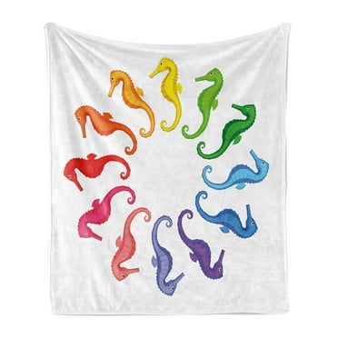 Animal Soft Flannel Fleece Blanket, Circle Dragon Fish Pattern in Colors Sea Creature Aquatic Graphic Nautical Artwork, Cozy Plush for Indoor and Outdoor Use, 70" x 90", Multicolor, by Ambesonne