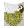 thumbnail image 1 of Animal Soft Flannel Fleece Blanket, Peacock with a Colorful Tail Design Bird of Sophistication Illustration, Cozy Plush for Indoor and Outdoor Use, 50" x 60", Brown Sage Green Beige, by Ambesonne, 1 of 6