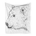 thumbnail image 1 of Animal Soft Flannel Fleece Blanket, Polar Bear Profile Engraved Ink Drawing Grizzly Furry Wildlife in North Zoo, Cozy Plush for Indoor and Outdoor Use, 70" x 90", Charcoal Grey White, by Ambesonne, 1 of 5