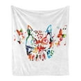 thumbnail image 1 of Animal Soft Flannel Fleece Blanket, Rainbow Colored Abstract Wild Birds Owl with Music Notes and Butterflies Image Art, Cozy Plush for Indoor and Outdoor Use, 50" x 60", Multicolor, by Ambesonne, 1 of 6