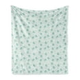 thumbnail image 1 of Animal Soft Flannel Fleece Throw Blanket, Baby Animal Characters with Long Ears and Daisy Blossoms Kids, Cozy Plush for Indoor and Outdoor Use, 60" x 80", Mint Green White, by Ambesonne, 1 of 5