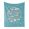 thumbnail image 1 of Animal Soft Flannel Fleece Throw Blanket, Baby Fish Community Swimming in the Ocean Kids Nursery Playroom Cartoon, Cozy Plush for Indoor and Outdoor Use, 60" x 80", Pale Blue and White, by Ambesonne, 1 of 6