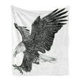 thumbnail image 1 of Animal Soft Flannel Fleece Throw Blanket, Bald Eagle Swoop Hand Drawn Sketchy Flying Hunter Wildness Artwork, Cozy Plush for Indoor and Outdoor Use, 70" x 90", Black Pale Grey, by Ambesonne, 1 of 5