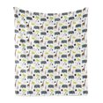 thumbnail image 1 of Animal Soft Flannel Fleece Throw Blanket, Cartoon Style Childish Nursery Arrangement with Savannah Fauna Colorful Wildlife, Cozy Plush for Indoor and Outdoor Use, 60" x 80", Multicolor, by Ambesonne, 1 of 5