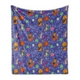 thumbnail image 1 of Animal Soft Flannel Fleece Throw Blanket, Funny Cartoon Zoo Star Lion Racoon Rabbit Fox Orchestra Musician, Cozy Plush for Indoor and Outdoor Use, 50" x 60", Blue Violet and Multicolor, by Ambesonne, 1 of 5