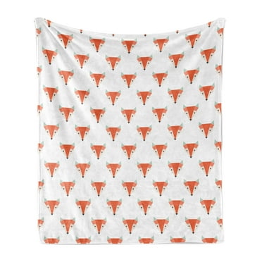 Animal Soft Flannel Fleece Throw Blanket, Geometric Polygonal Design Fox Head Pattern, Cozy Plush for Indoor and Outdoor Use, 50" x 60", Burnt Sienna White, by Ambesonne