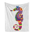 thumbnail image 1 of Animal Soft Flannel Fleece Throw Blanket, Graphic of Funny Several Colored Seahorse Fauna Bony Fish Retro Maritime Object, Cozy Plush for Indoor and Outdoor Use, 70" x 90", Multicolor, by Ambesonne, 1 of 5