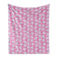 thumbnail image 1 of Animal Soft Flannel Fleece Throw Blanket, Kids Girls Design Pattern with Happy Baby Animals Joyful Fun Playing Dots, Cozy Plush for Indoor and Outdoor Use, 50" x 70", Pink Baby Blue, by Ambesonne, 1 of 6