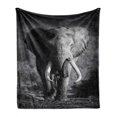 thumbnail image 1 of Animal Soft Flannel Fleece Throw Blanket, Majestic Bull Approaching Photo Exotic Wild Habitat Mammal Art Print Safari, Cozy Plush for Indoor and Outdoor Use, 50" x 70", Grey, by Ambesonne, 1 of 6