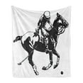 thumbnail image 1 of Animal Soft Flannel Fleece Throw Blanket, Monochrome Style Silhouette of a Polo Player on a Horse Competing, Cozy Plush for Indoor and Outdoor Use, 60" x 80", Charcoal Grey and White, by Ambesonne, 1 of 5