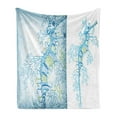 thumbnail image 1 of Animal Soft Flannel Fleece Throw Blanket, Ornamental Seahorse Fish Figure in Soft Colors Submarine Hazy Underwater Design, Cozy Plush for Indoor and Outdoor Use, 60" x 80", Blue Green, by Ambesonne, 1 of 5