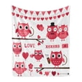 thumbnail image 1 of Animal Soft Flannel Fleece Throw Blanket, Owls Image with Romantic Elements Arrow Eyesight Partners in Amour Design, Cozy Plush for Indoor and Outdoor Use, 50" x 60", Red White, by Ambesonne, 1 of 5