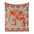 thumbnail image 1 of Animal Soft Flannel Fleece Throw Blanket, in Paisley Style Floral Drawing Print Flowers of Spring Pattern, Cozy Plush for Indoor and Outdoor Use, 50" x 60", Orange White and Red, by Ambesonne, 1 of 5