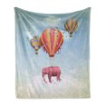 thumbnail image 1 of Animal Soft Flannel Fleece Throw Blanket, Pink in the Sky with Balloons Illustration Daydream Fairytale Travel, Cozy Plush for Indoor and Outdoor Use, 60" x 80", Multicolor, by Ambesonne, 1 of 5