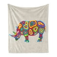 thumbnail image 1 of Animal Soft Flannel Fleece Throw Blanket, Rainbow Colored Motifs Arrangement Modern Abstract Art Themed Animal Design, Cozy Plush for Indoor and Outdoor Use, 60" x 80", Multicolor, by Ambesonne, 1 of 6
