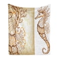 thumbnail image 1 of Animal Soft Flannel Fleece Throw Blanket, Seahorse Marine Fishes Exotic Ocean Underwater World Aquatic Illustration, Cozy Plush for Indoor and Outdoor Use, 50" x 60", Cream Brown, by Ambesonne, 1 of 6