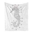thumbnail image 1 of Animal Soft Flannel Fleece Throw Blanket, Seahorse Mediterranean Culture Roman Poseidon Heraldic Sign Print, Cozy Plush for Indoor and Outdoor Use, 70" x 90", Charcoal Grey White, by Ambesonne, 1 of 5