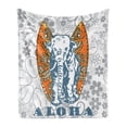 thumbnail image 1 of Animal Soft Flannel Fleece Throw Blanket, Surfboards and Floral Backdrop Aloha Athlete Sports, Cozy Plush for Indoor and Outdoor Use, 50" x 70", Slate Blue Pale Grey, by Ambesonne, 1 of 5