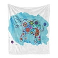 thumbnail image 1 of Animal Soft Flannel Fleece Throw Blanket, Thailand Colored in Paisleys Aqua Background Watercolor Nature, Cozy Plush for Indoor and Outdoor Use, 60" x 80", Multicolor, by Ambesonne, 1 of 6