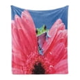 thumbnail image 1 of Animal Soft Flannel Fleece Throw Blanket, Tiny Little Tree Frog on Gerbera Flower Nature Moments Shoots Art, Cozy Plush for Indoor and Outdoor Use, 50" x 60", Pink Green Blue, by Ambesonne, 1 of 6