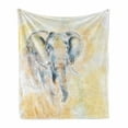 thumbnail image 1 of Animal Soft Flannel Fleece Throw Blanket, Watercolor Style Illustration Wild Creature Safari Exotic Wildlife Theme, Cozy Plush for Indoor and Outdoor Use, 50" x 70", Cream Grey, by Ambesonne, 1 of 6