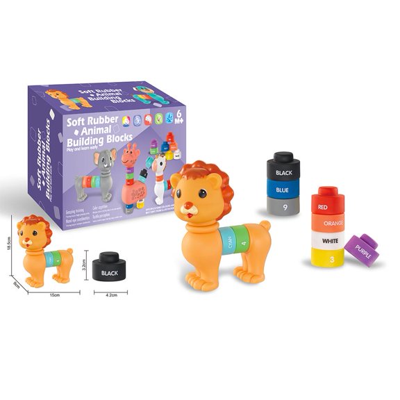 Animal Soft Glue Digital Color Cognitive Building Blocks Educational Toy