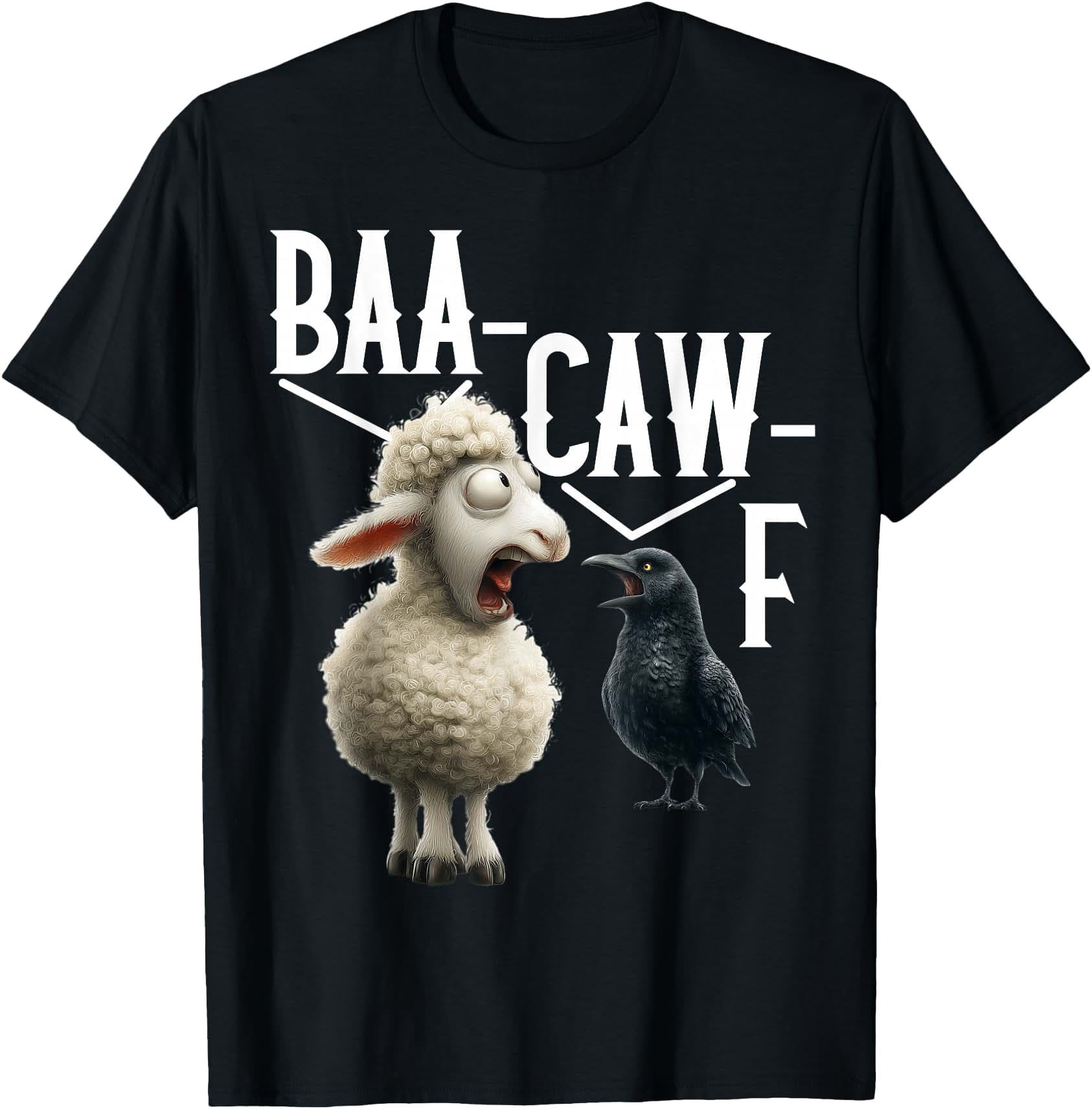 Off Back Merch Animal Sound Pun Shirt – Baa Caw = Back Off Crow & Sheep Tee T-Shirt ...