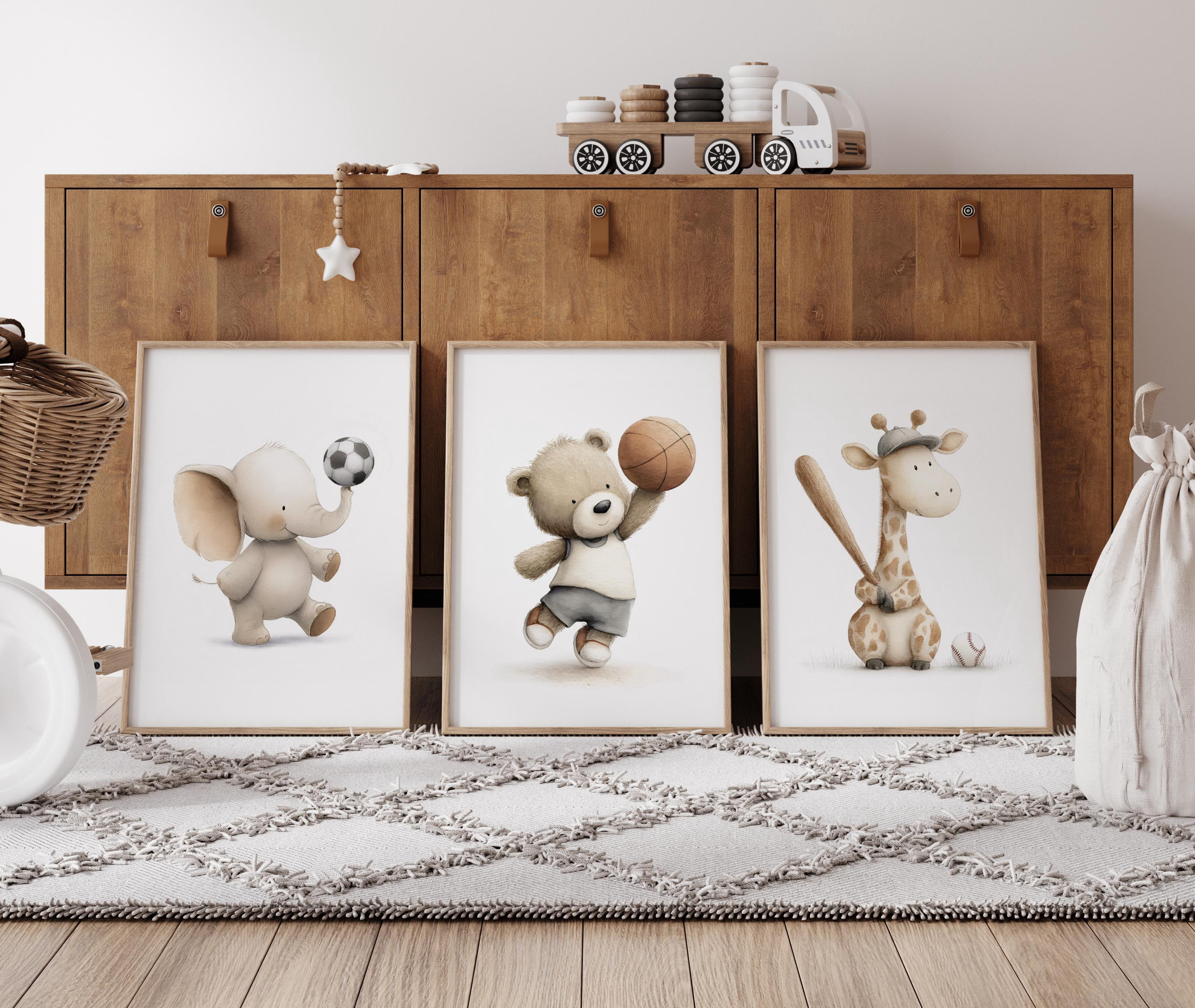 Animal Sports Baseball Soccer Basketball Nursery Classic Decor Poster ...