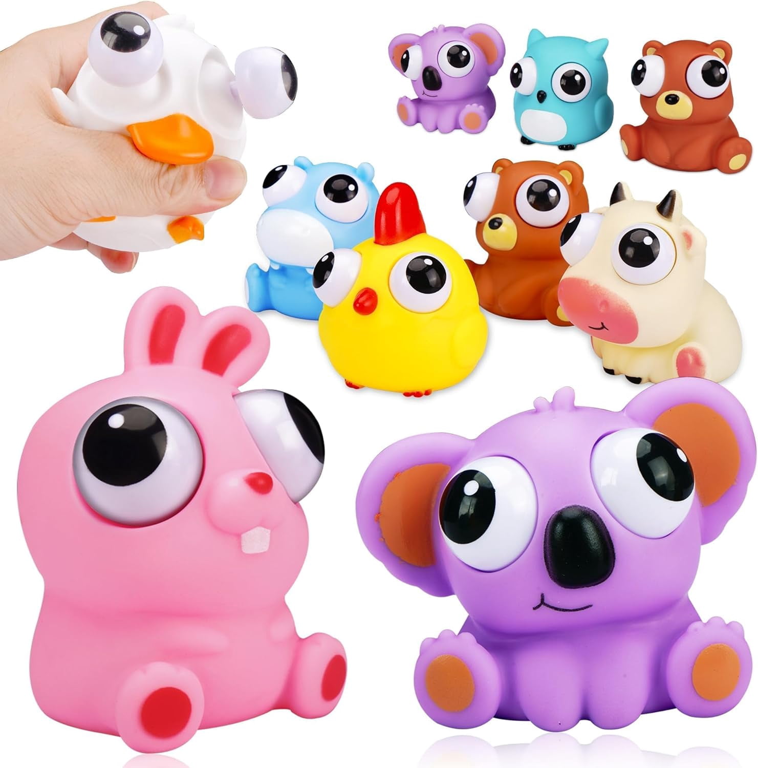 Animal Squeeze Toys with Pop Out Eyes Stress Relief Balls Fidget Gadgets