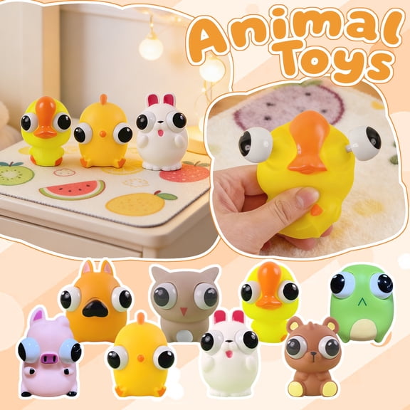 Animal Squishy Toys Staring Eye Squeeze Toys, Soft Rubber Pop Bubble Fidgets for Stress Relief，B
